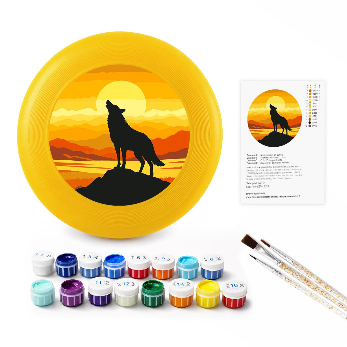 Howling Wolf at Sunset (Paint by Numbers Flying Disc)