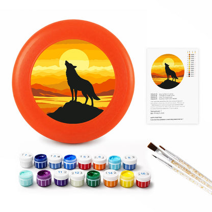 Howling Wolf at Sunset (Paint by Numbers Flying Disc)