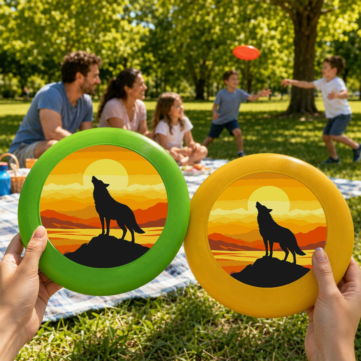 Howling Wolf at Sunset (Paint by Numbers Flying Disc)