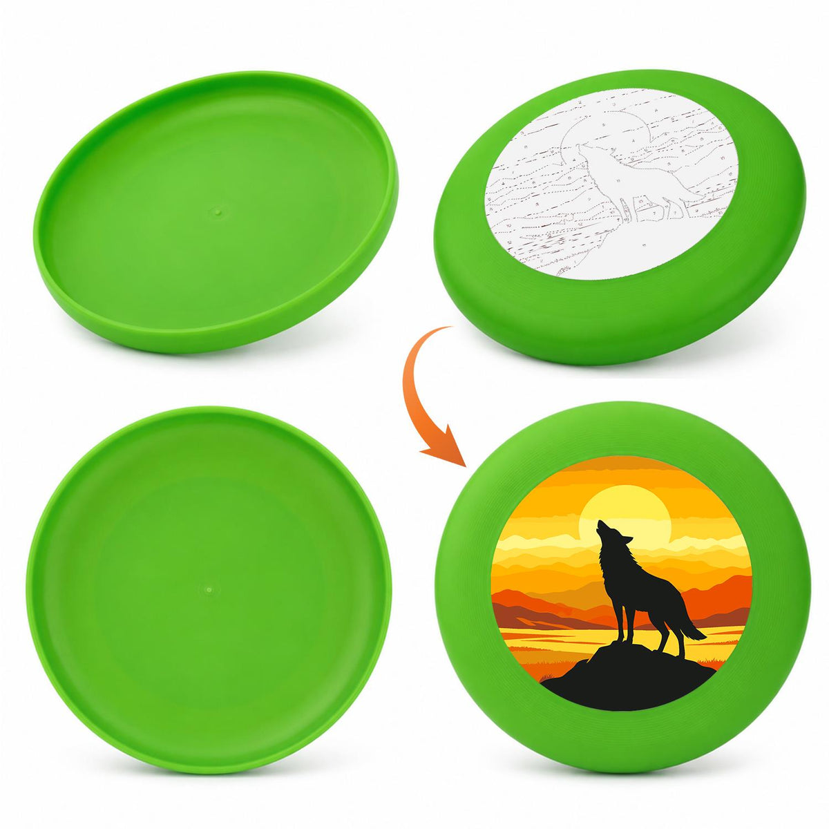 Howling Wolf at Sunset (Paint by Numbers Flying Disc)