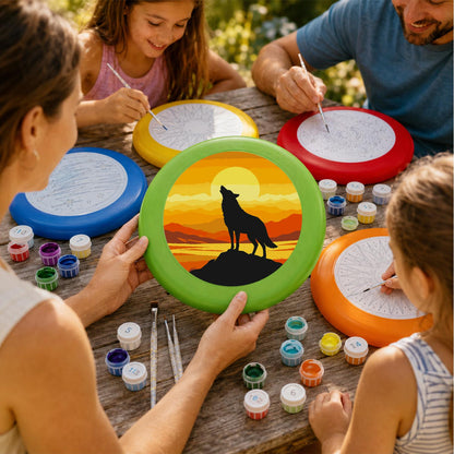 Howling Wolf at Sunset (Paint by Numbers Flying Disc)