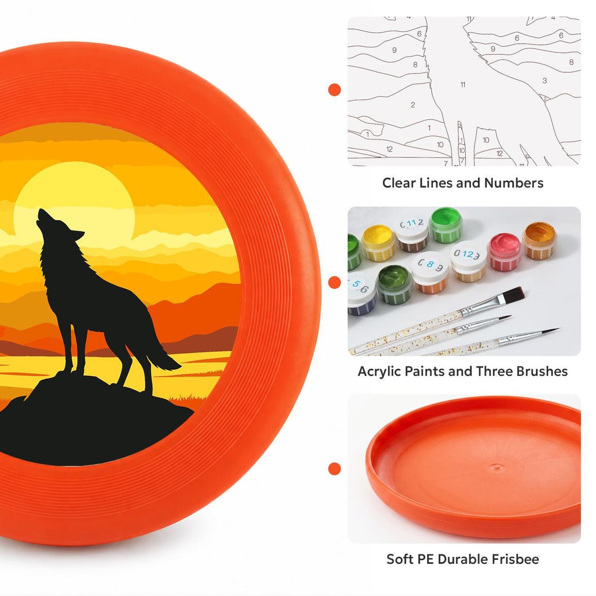 Howling Wolf at Sunset (Paint by Numbers Flying Disc)