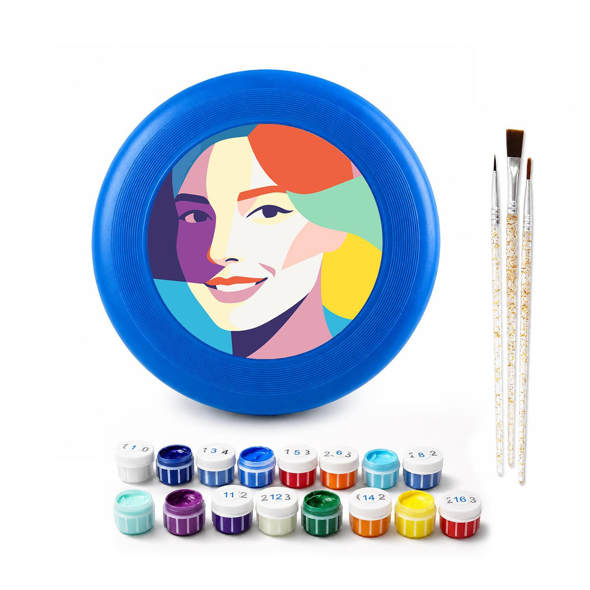 Colourful Woman Portrait (Paint by Numbers Flying Disc)