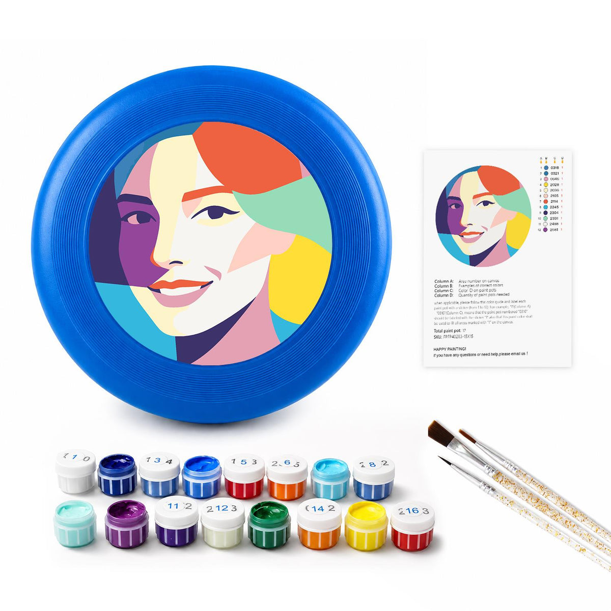 Colourful Woman Portrait (Paint by Numbers Flying Disc)