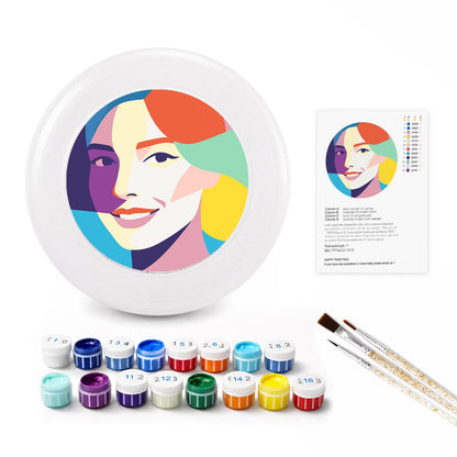 Colourful Woman Portrait (Paint by Numbers Flying Disc)