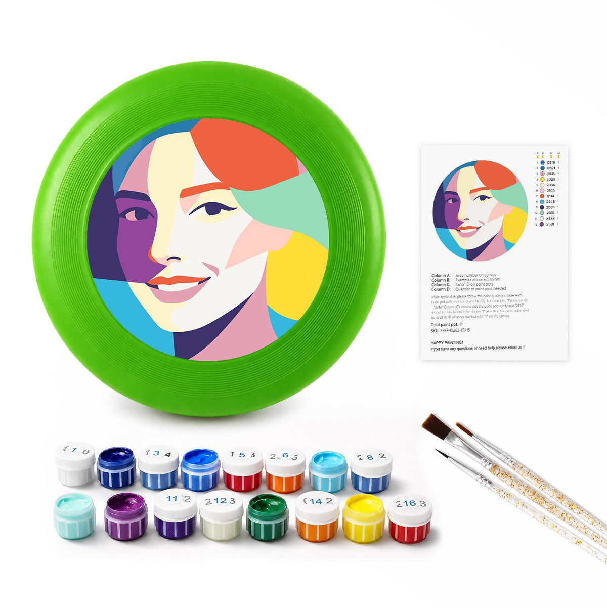 Colourful Woman Portrait (Paint by Numbers Flying Disc)