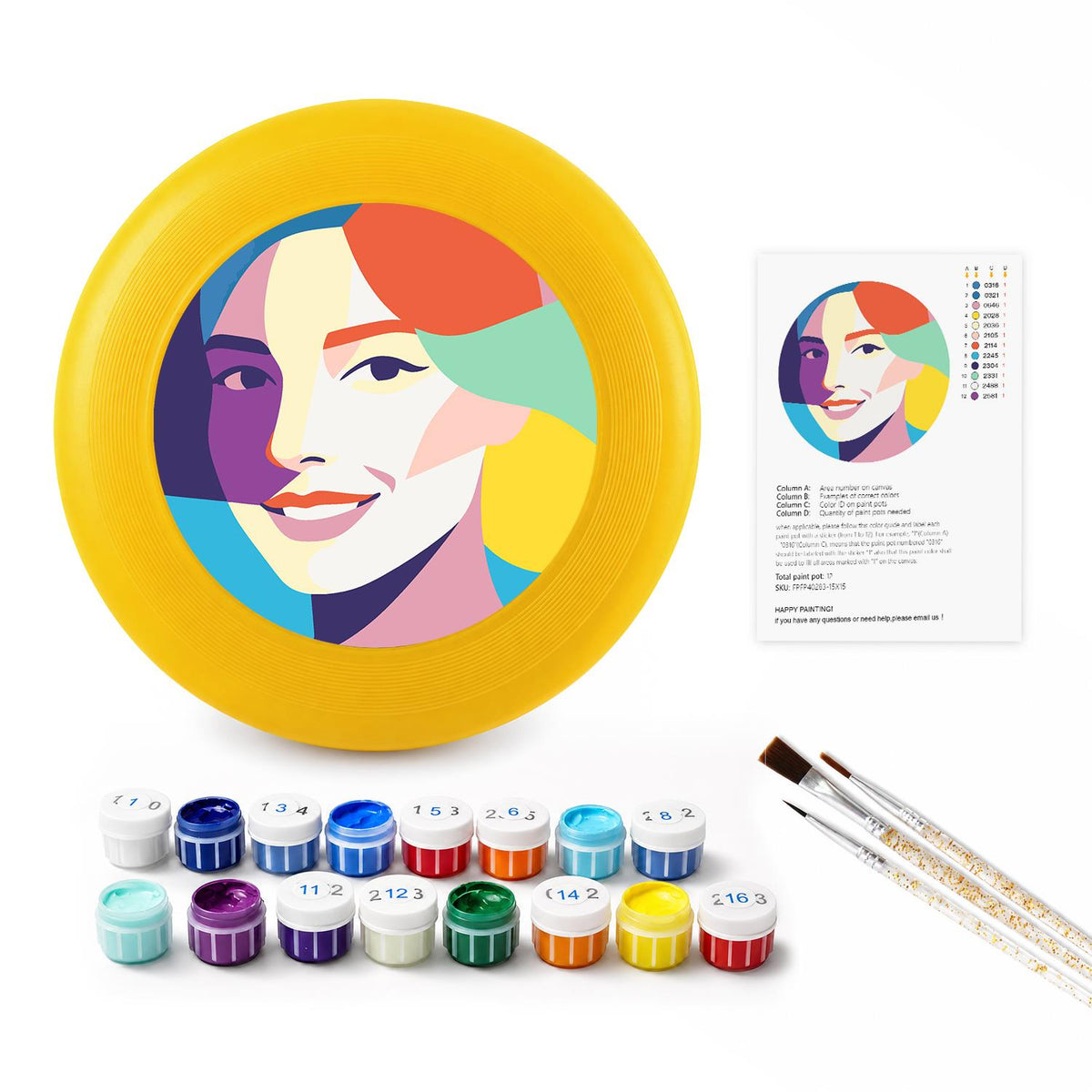 Colourful Woman Portrait (Paint by Numbers Flying Disc)