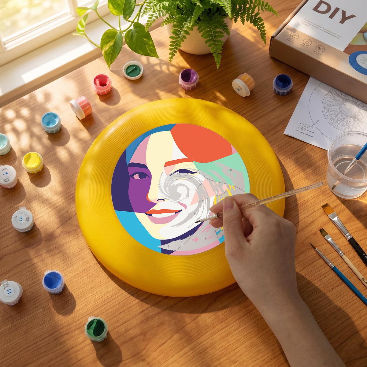 Colourful Woman Portrait (Paint by Numbers Flying Disc)