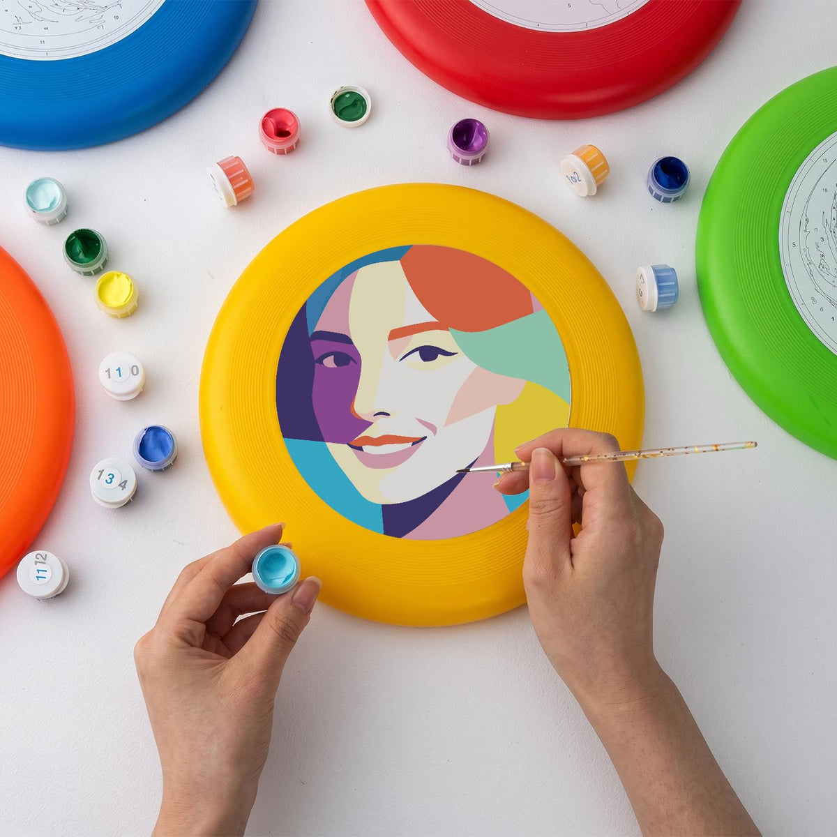 Colourful Woman Portrait (Paint by Numbers Flying Disc)