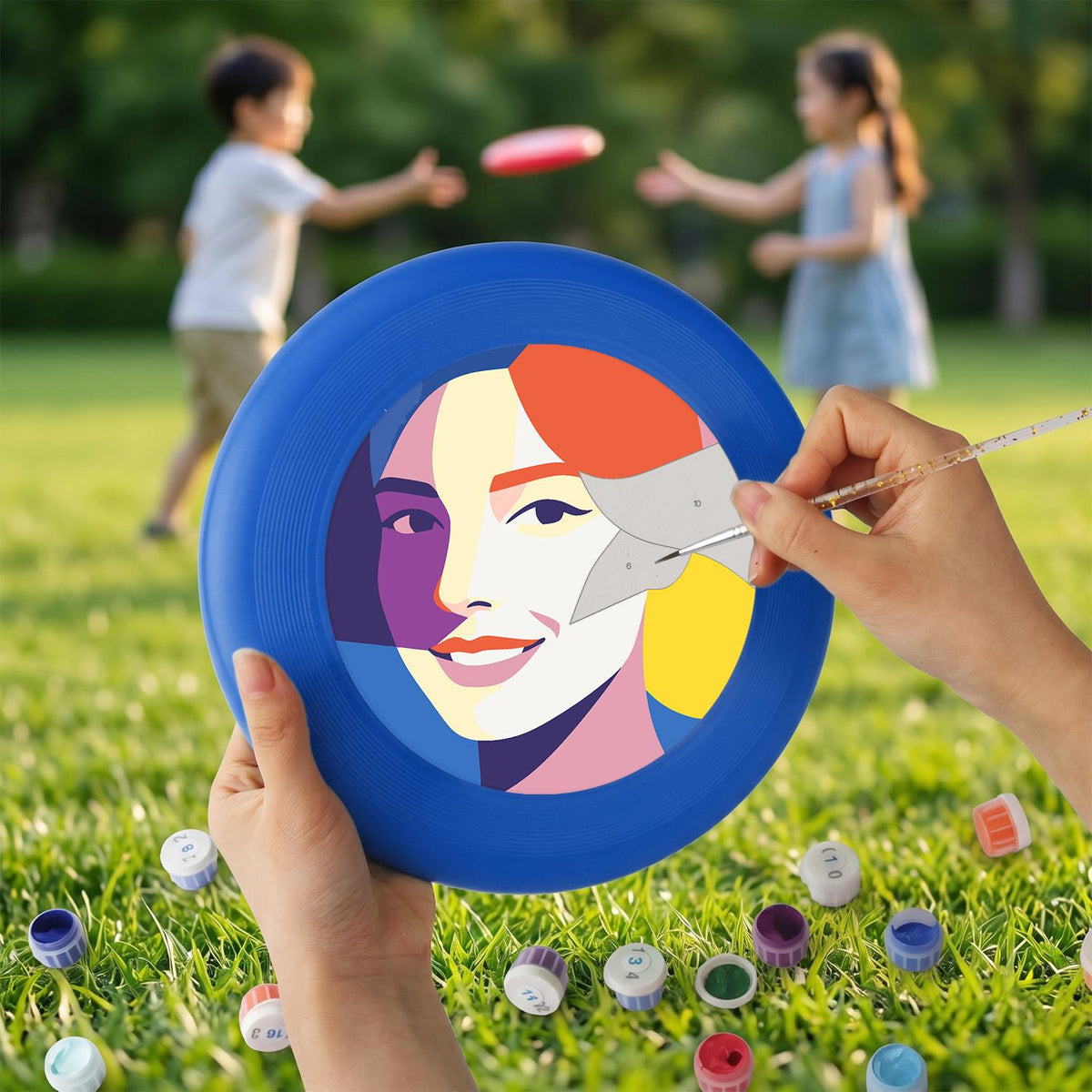 Colourful Woman Portrait (Paint by Numbers Flying Disc)
