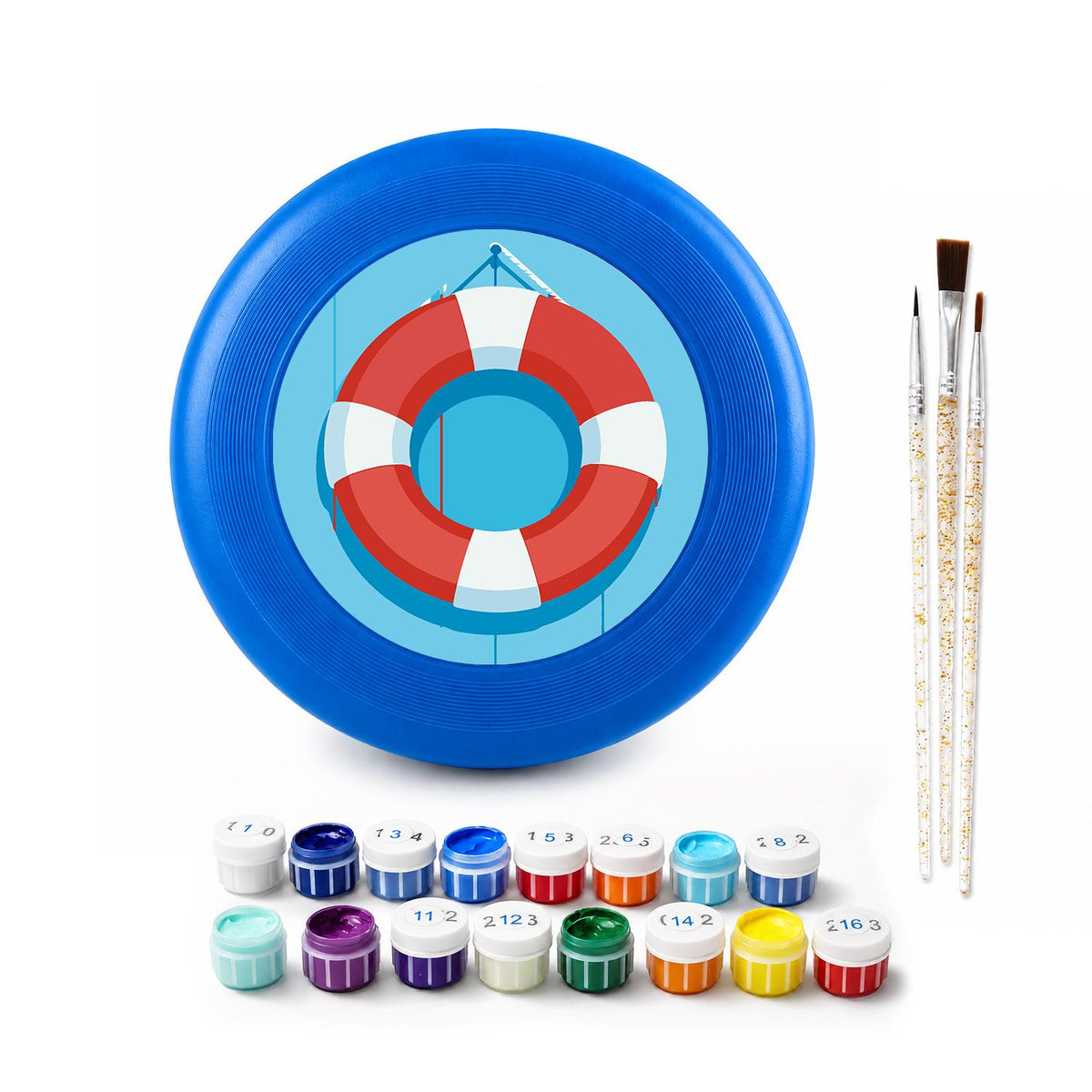 Red and Blue Lifebuoy (Paint by Numbers Flying Disc)