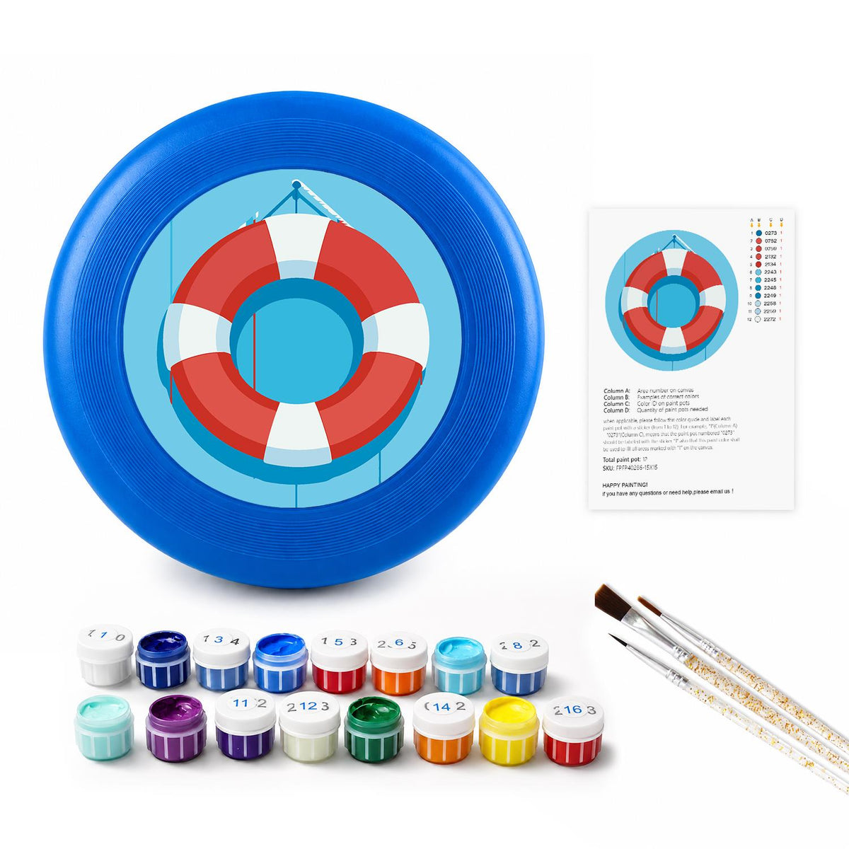 Red and Blue Lifebuoy (Paint by Numbers Flying Disc)