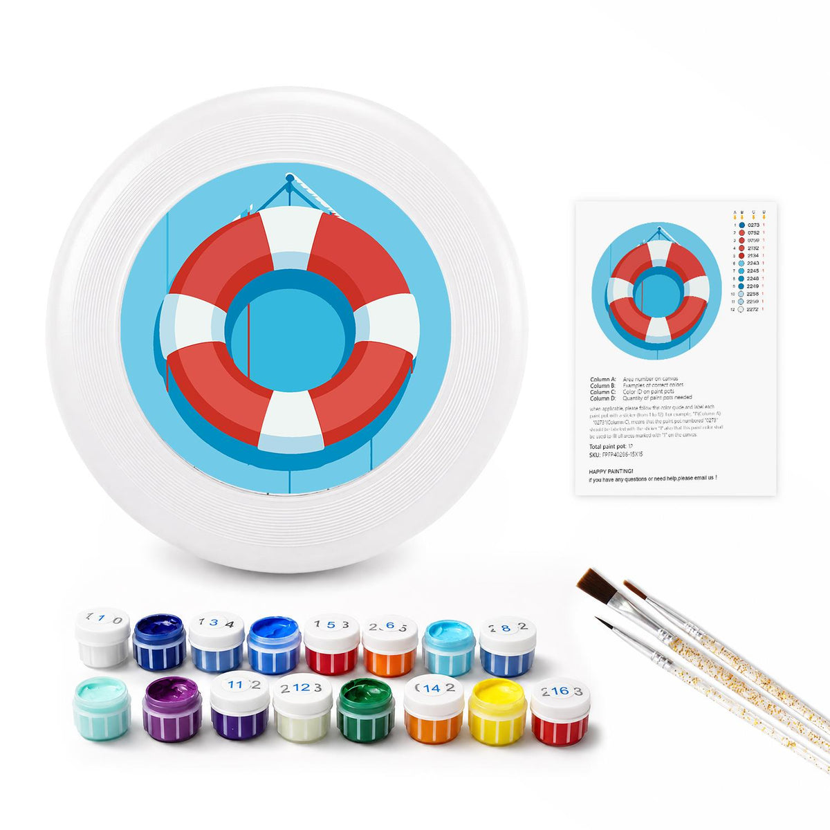 Red and Blue Lifebuoy (Paint by Numbers Flying Disc)