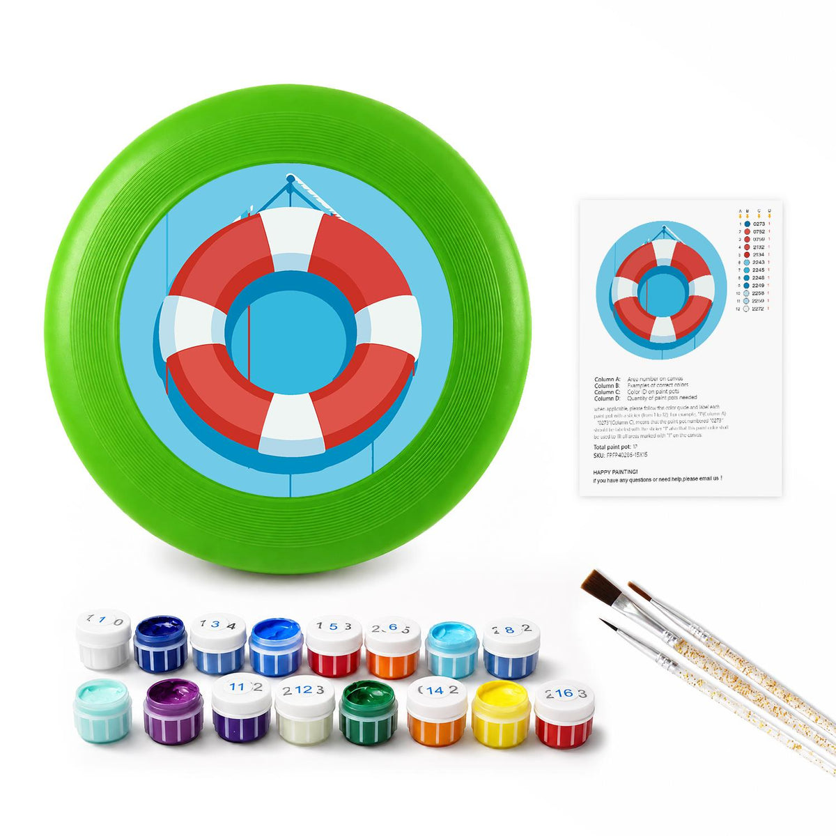 Red and Blue Lifebuoy (Paint by Numbers Flying Disc)