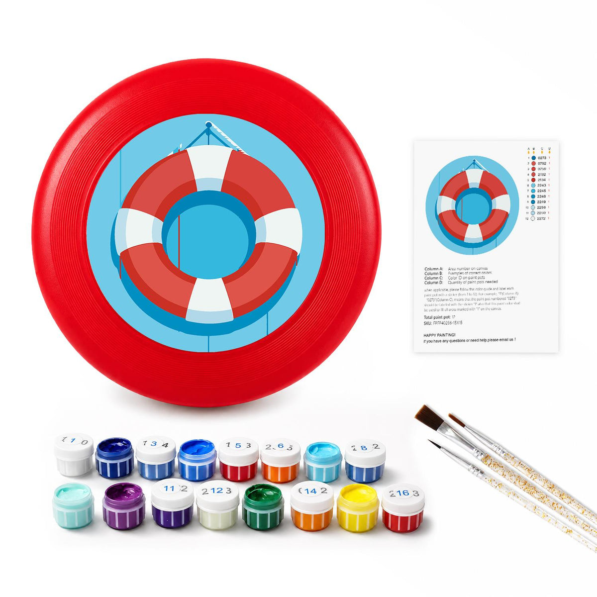 Red and Blue Lifebuoy (Paint by Numbers Flying Disc)