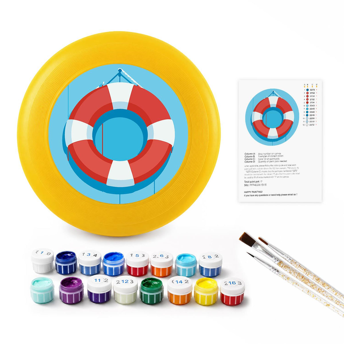Red and Blue Lifebuoy (Paint by Numbers Flying Disc)