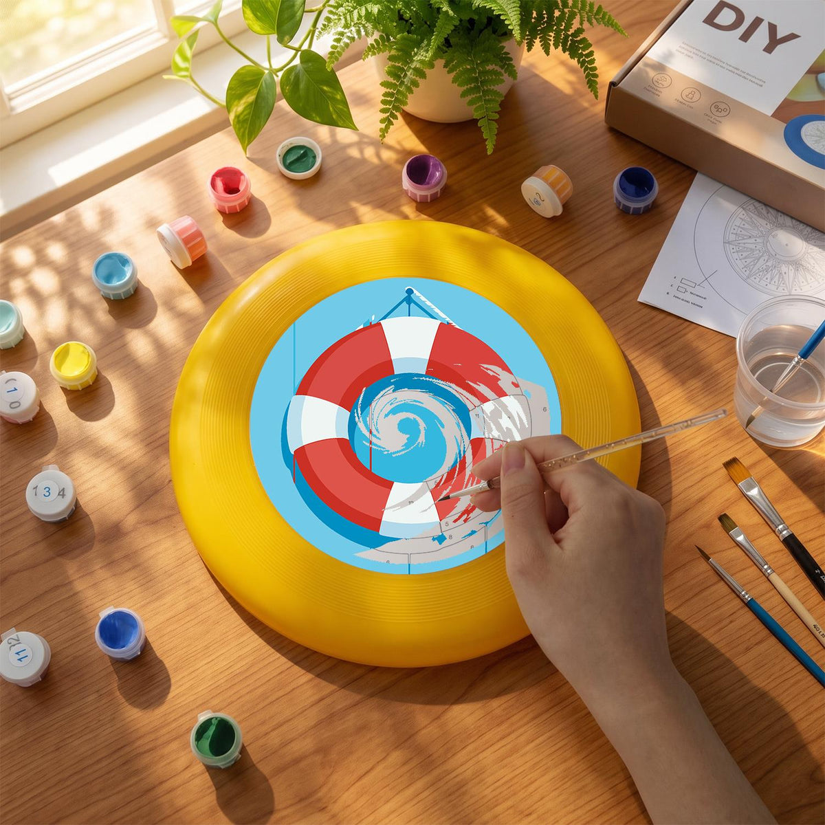 Red and Blue Lifebuoy (Paint by Numbers Flying Disc)