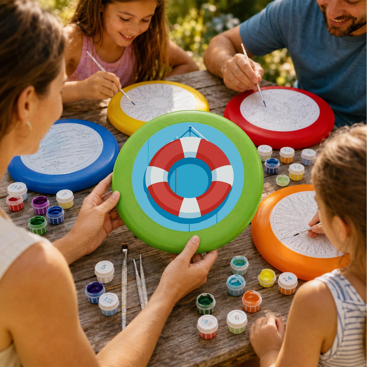 Red and Blue Lifebuoy (Paint by Numbers Flying Disc)