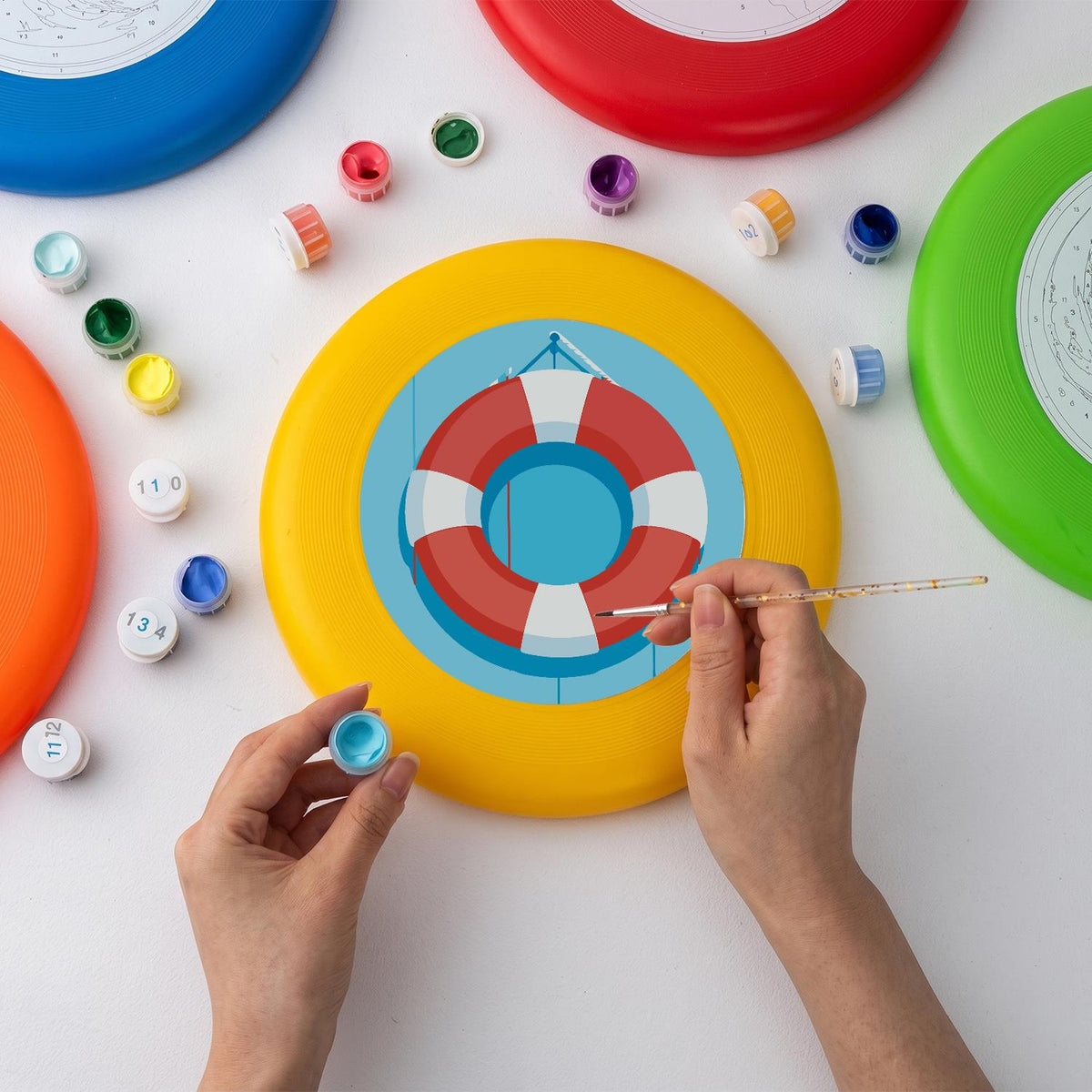 Red and Blue Lifebuoy (Paint by Numbers Flying Disc)
