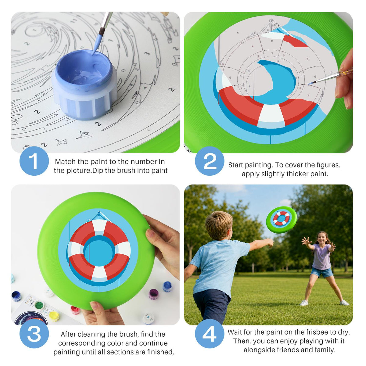 Red and Blue Lifebuoy (Paint by Numbers Flying Disc)