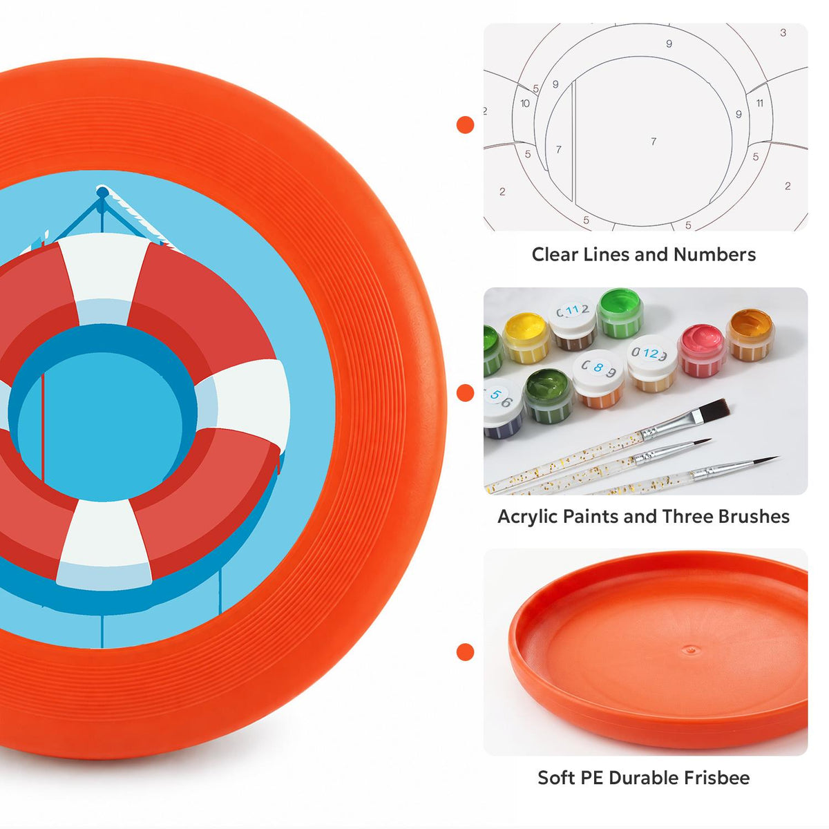 Red and Blue Lifebuoy (Paint by Numbers Flying Disc)
