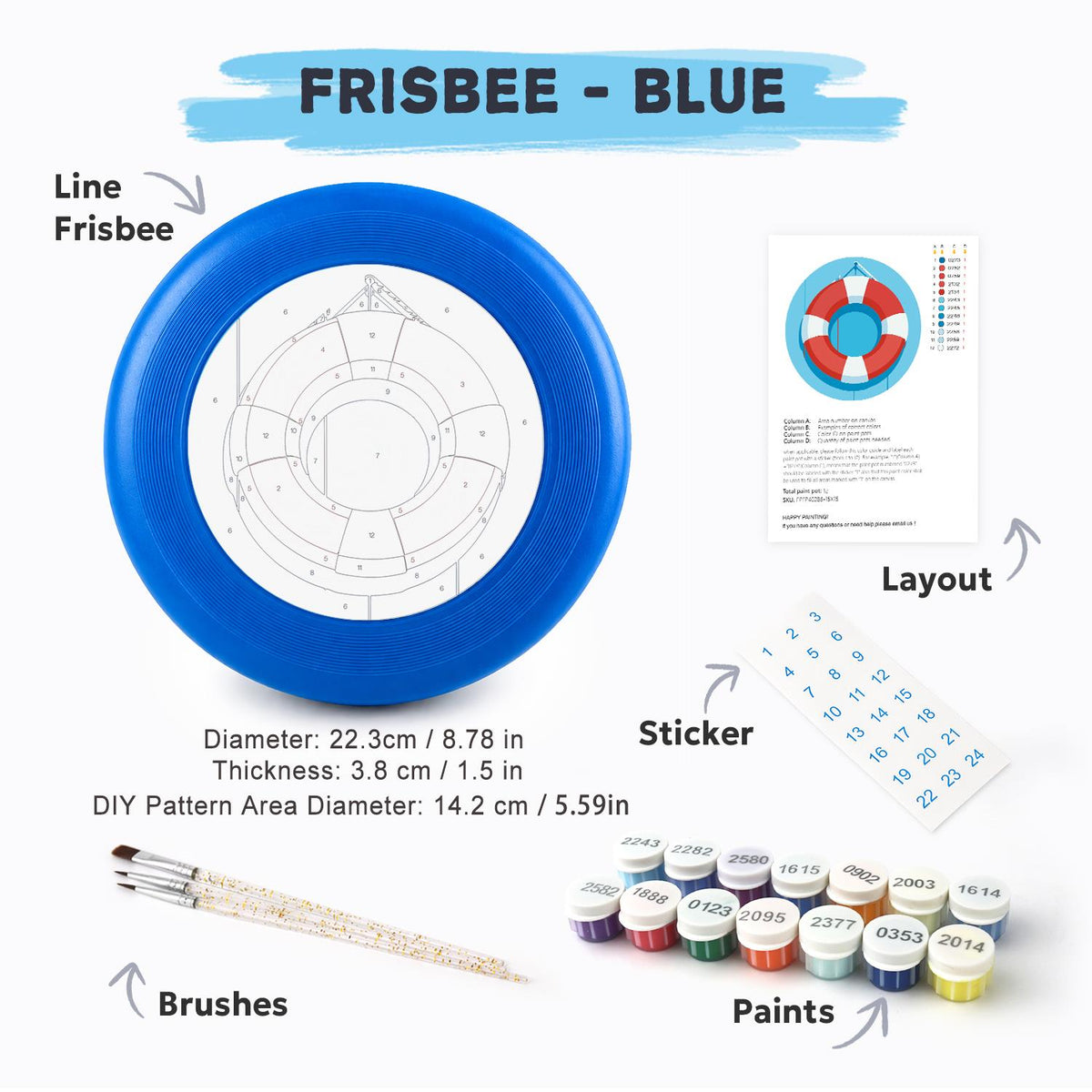 Red and Blue Lifebuoy (Paint by Numbers Flying Disc)