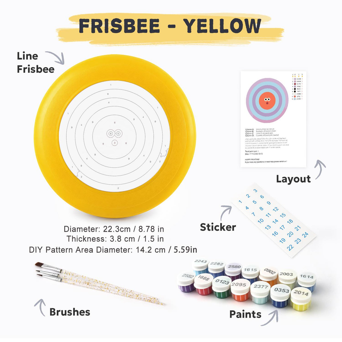 Orange Concentric Face (Paint by Numbers Flying Disc)
