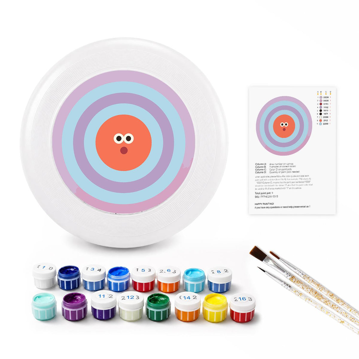 Orange Concentric Face (Paint by Numbers Flying Disc)