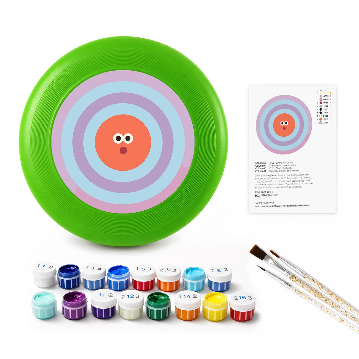 Orange Concentric Face (Paint by Numbers Flying Disc)