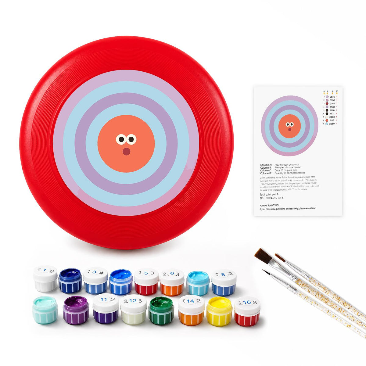 Orange Concentric Face (Paint by Numbers Flying Disc)