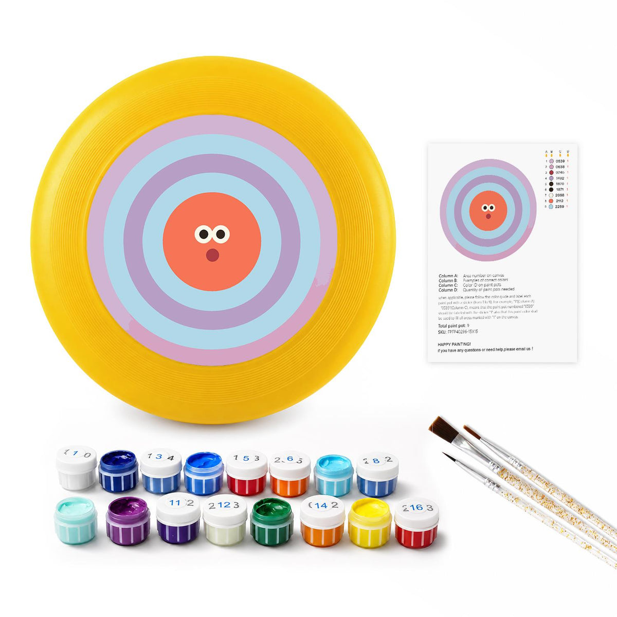 Orange Concentric Face (Paint by Numbers Flying Disc)
