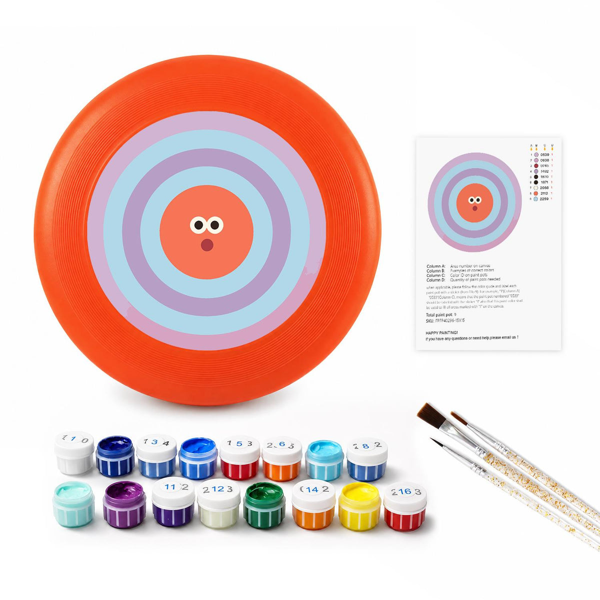 Orange Concentric Face (Paint by Numbers Flying Disc)