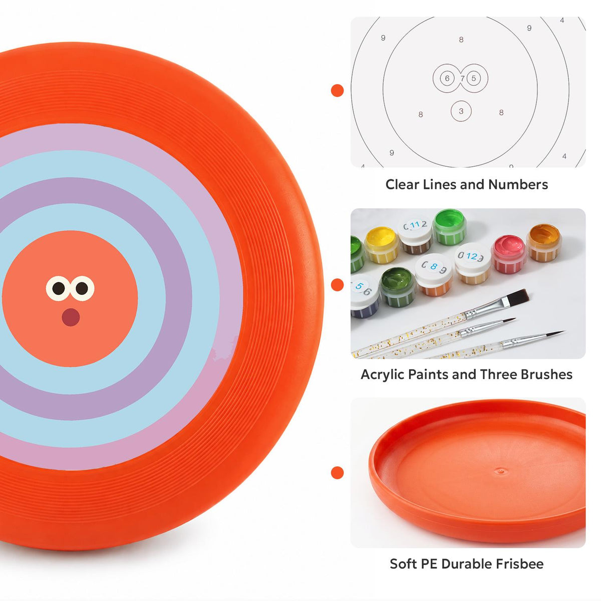 Orange Concentric Face (Paint by Numbers Flying Disc)