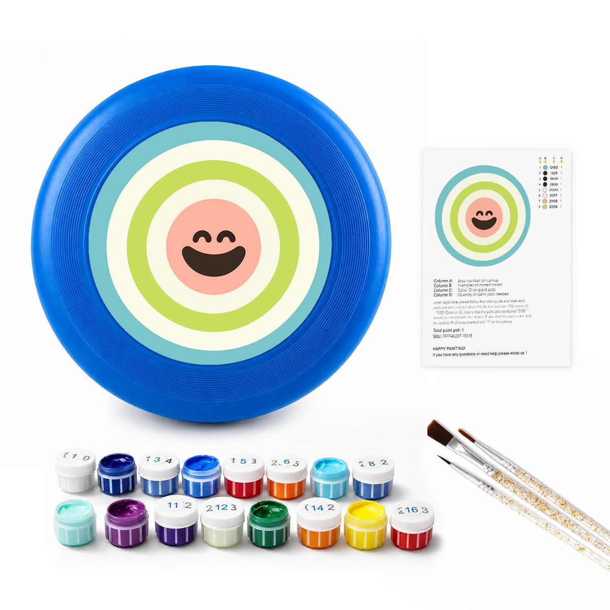 Green Concentric Smile (Paint by Numbers Flying Disc)