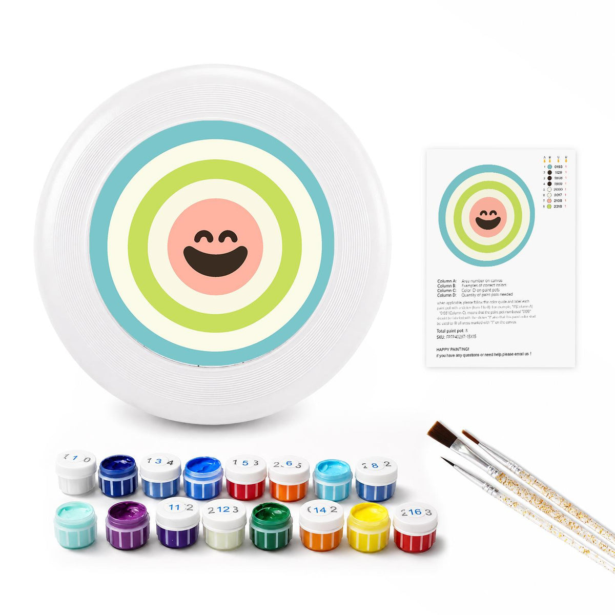 Green Concentric Smile (Paint by Numbers Flying Disc)