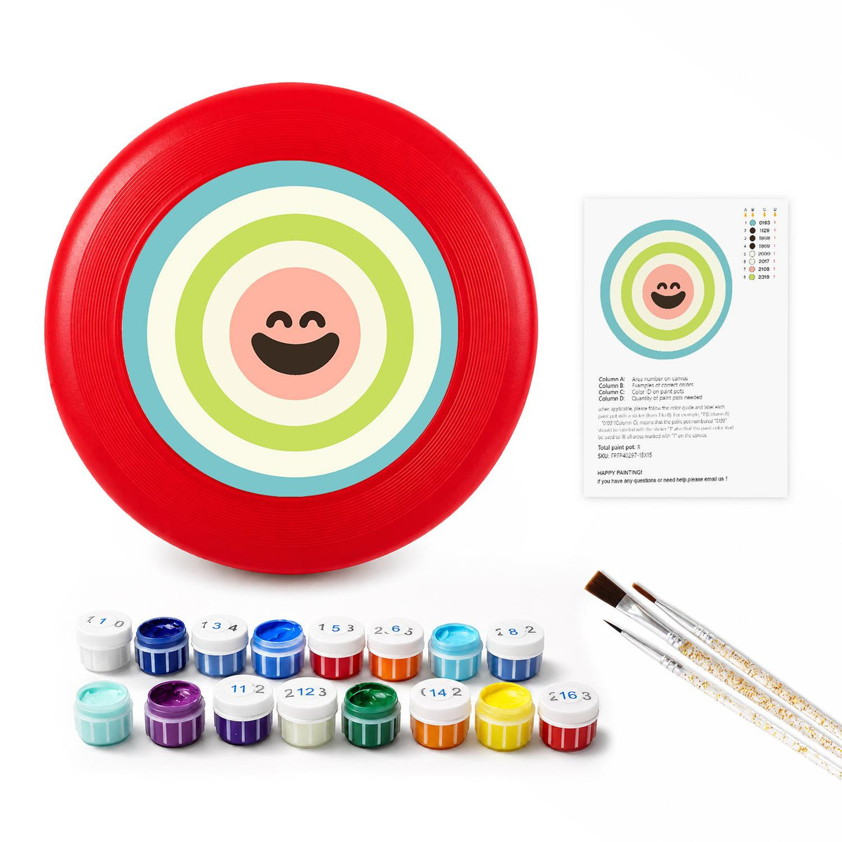 Green Concentric Smile (Paint by Numbers Flying Disc)