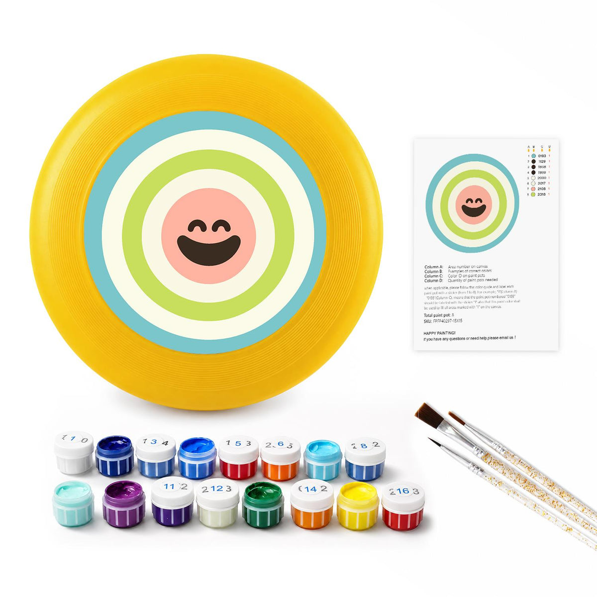 Green Concentric Smile (Paint by Numbers Flying Disc)