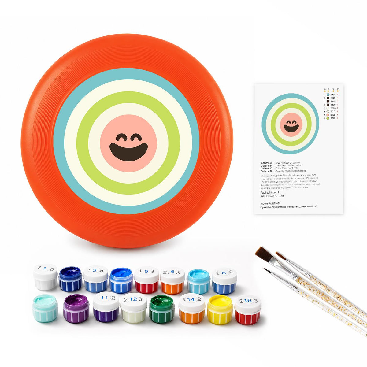 Green Concentric Smile (Paint by Numbers Flying Disc)