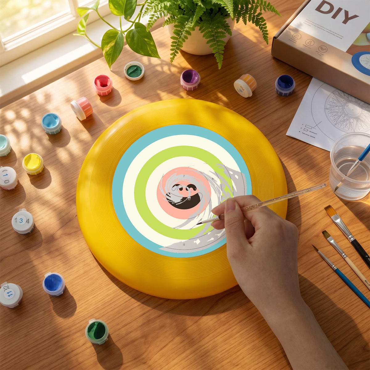 Green Concentric Smile (Paint by Numbers Flying Disc)