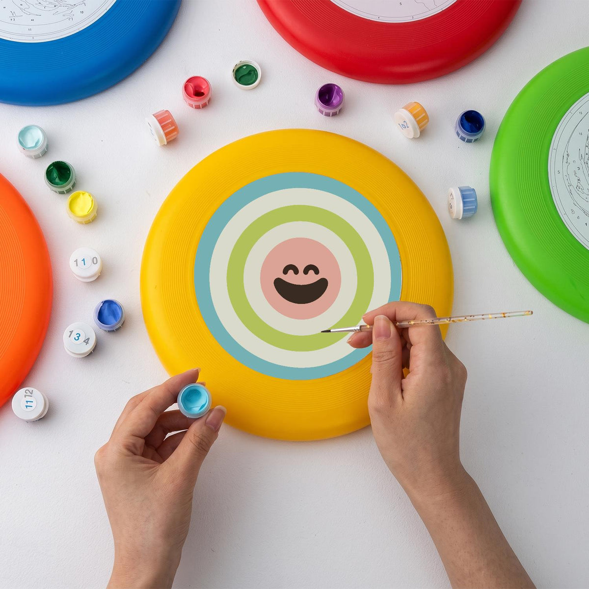 Green Concentric Smile (Paint by Numbers Flying Disc)