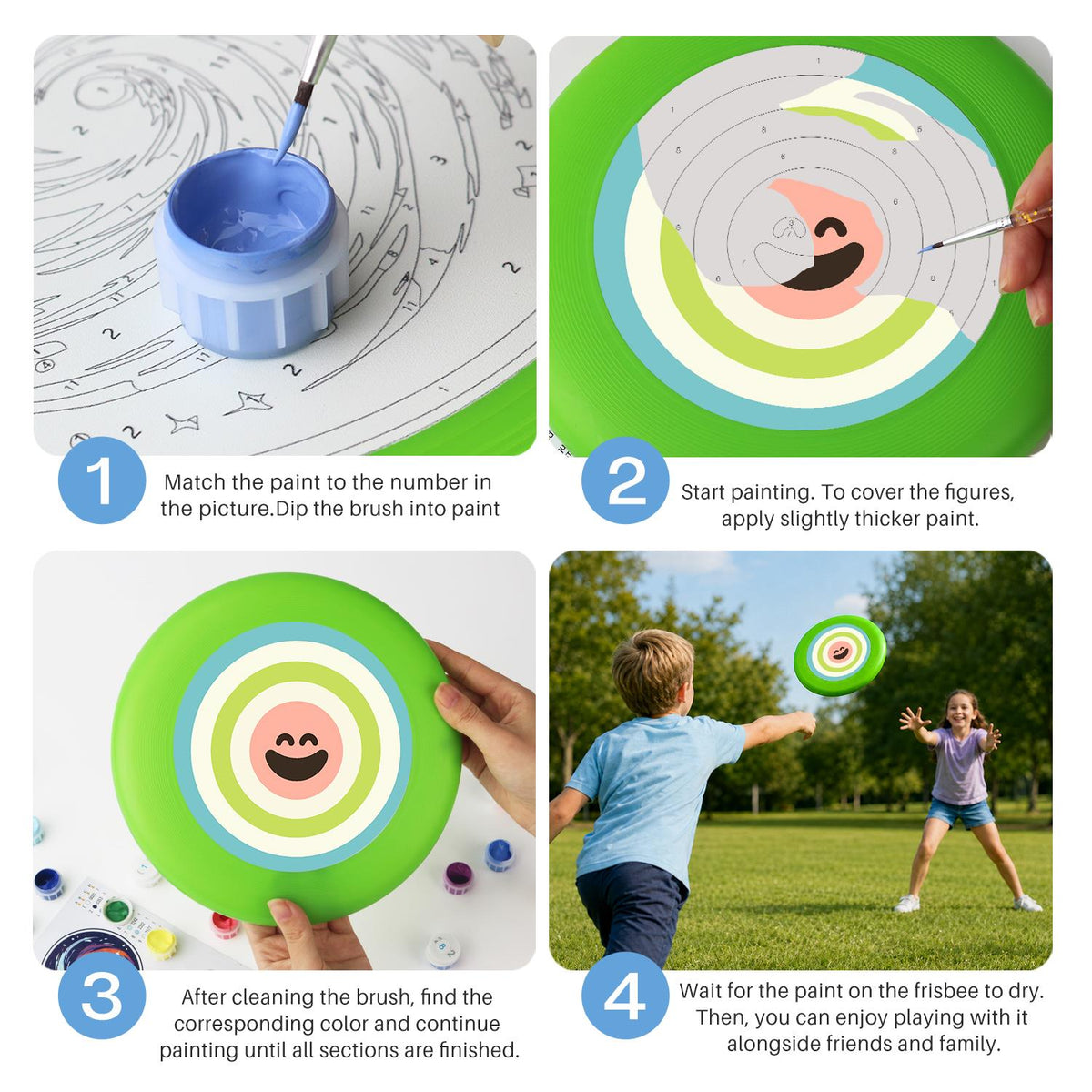 Green Concentric Smile (Paint by Numbers Flying Disc)
