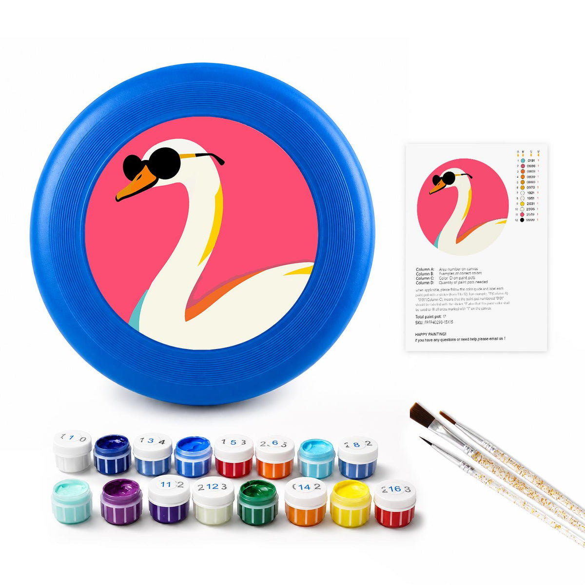 Swan in Sunglasses (Paint by Numbers Flying Disc)