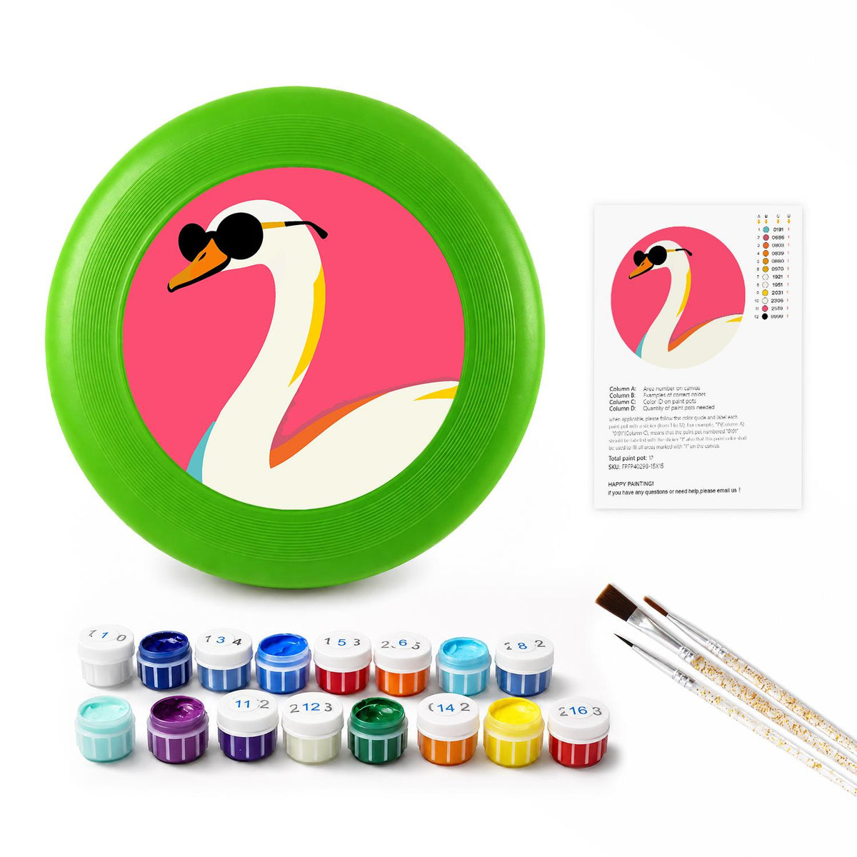 Swan in Sunglasses (Paint by Numbers Flying Disc)