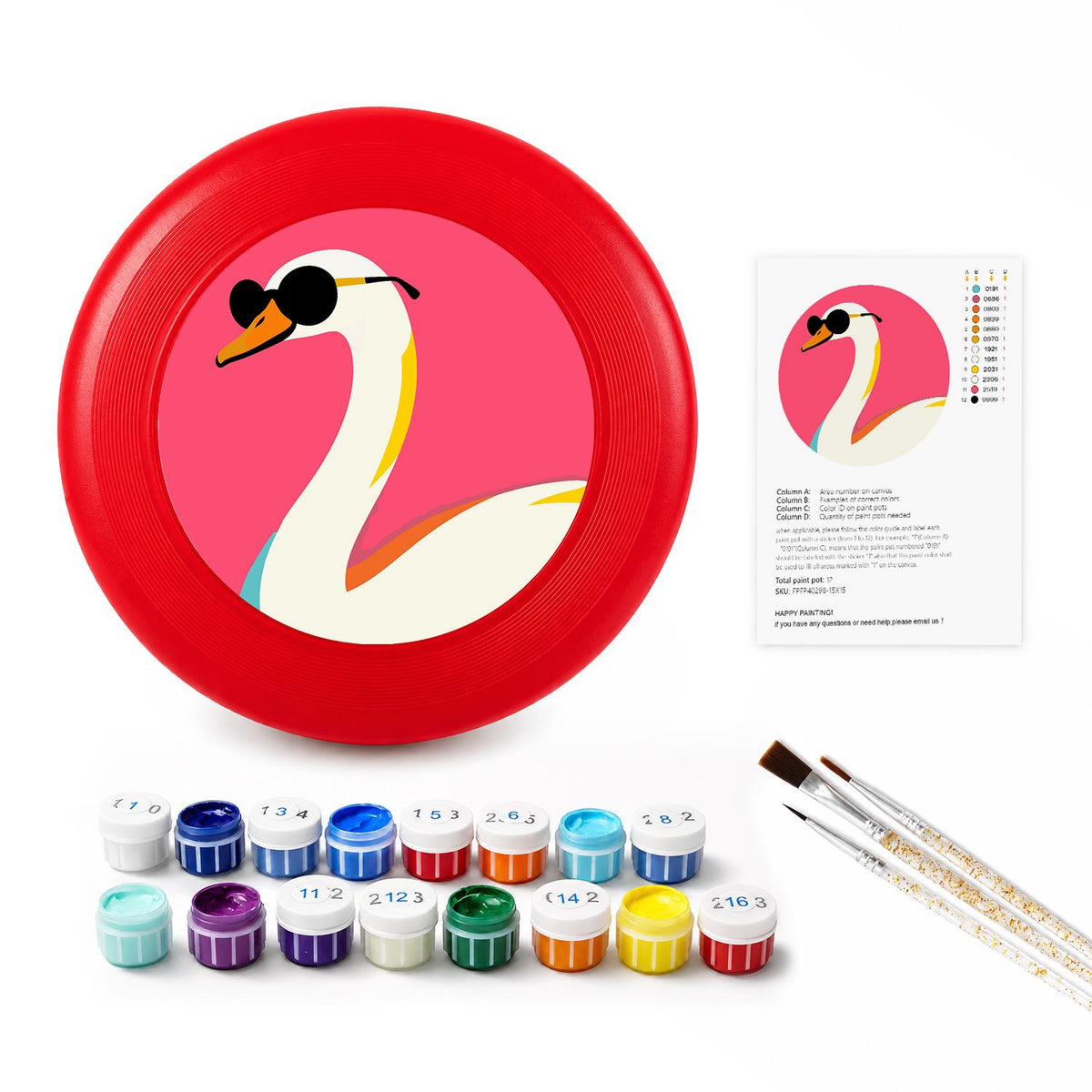 Swan in Sunglasses (Paint by Numbers Flying Disc)