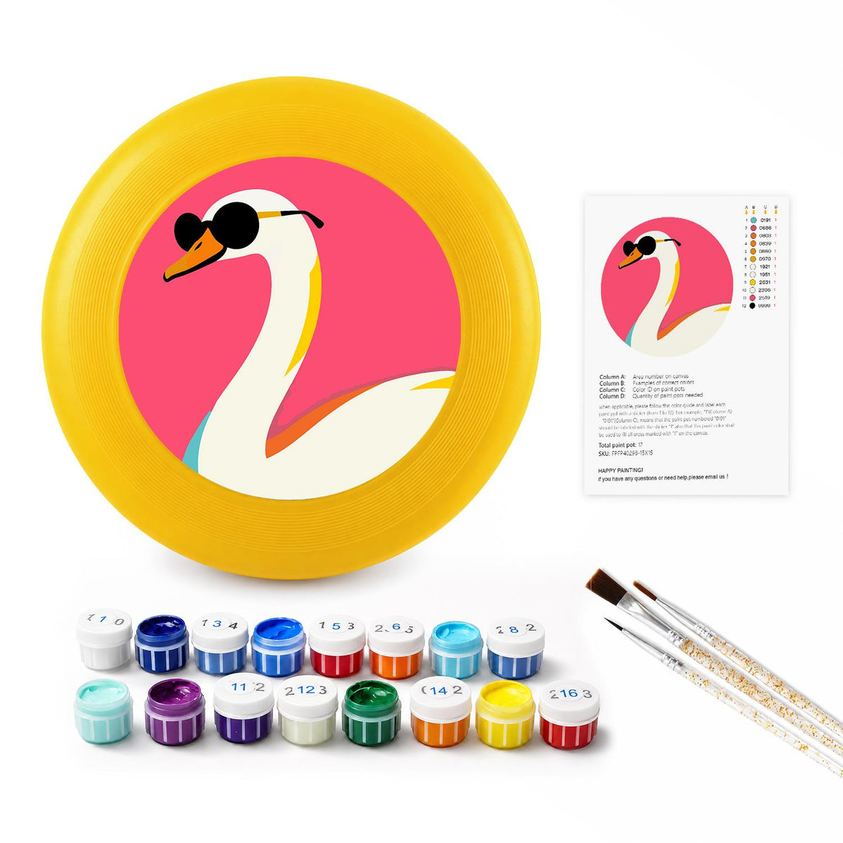Swan in Sunglasses (Paint by Numbers Flying Disc)