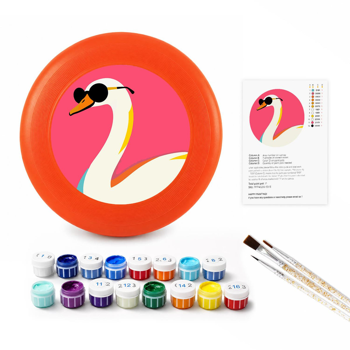 Swan in Sunglasses (Paint by Numbers Flying Disc)