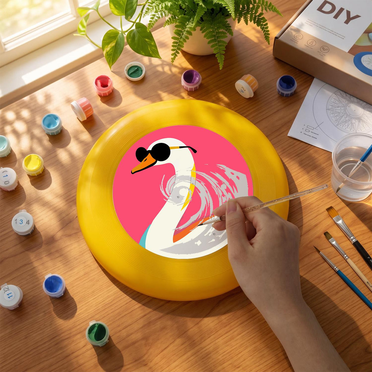 Swan in Sunglasses (Paint by Numbers Flying Disc)