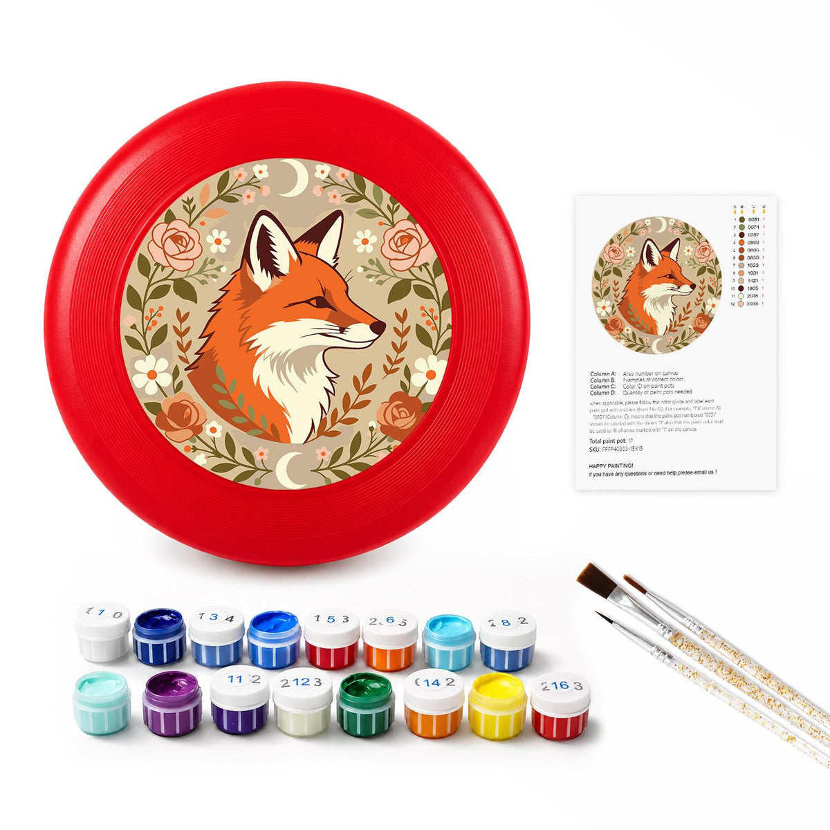 Fox in an Autumn Circle (Paint by Numbers Flying Disc)