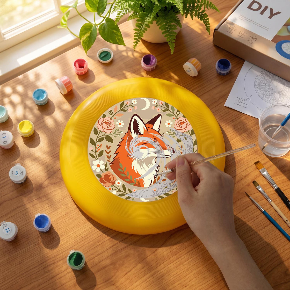 Fox in an Autumn Circle (Paint by Numbers Flying Disc)