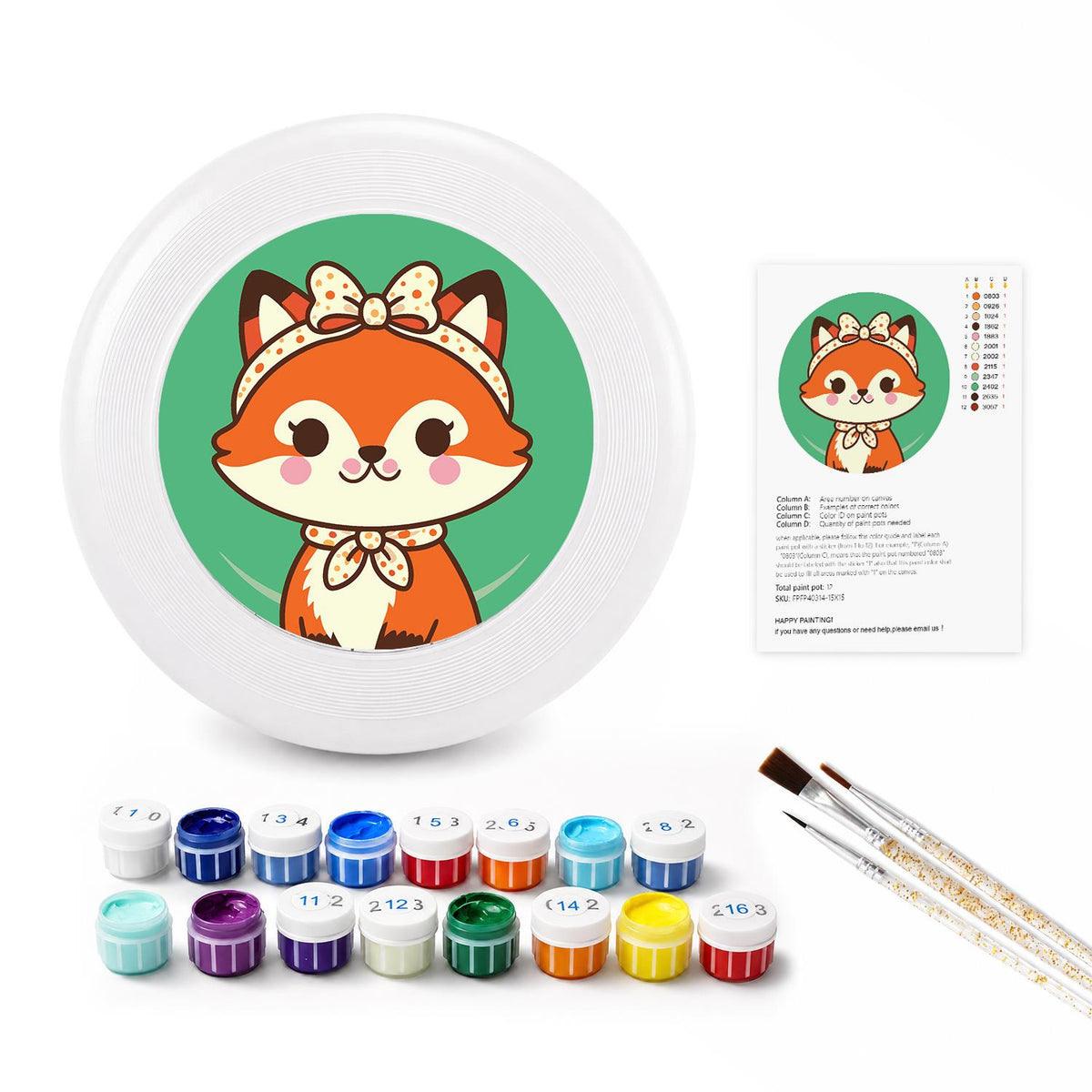 Little Fox with a Scarf (Paint by Numbers Flying Disc)